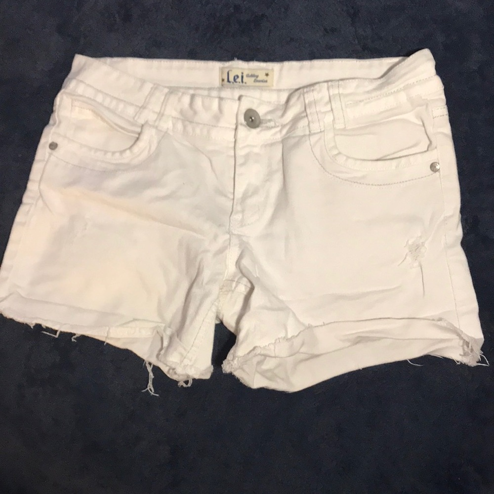 White denim cutoff shorts